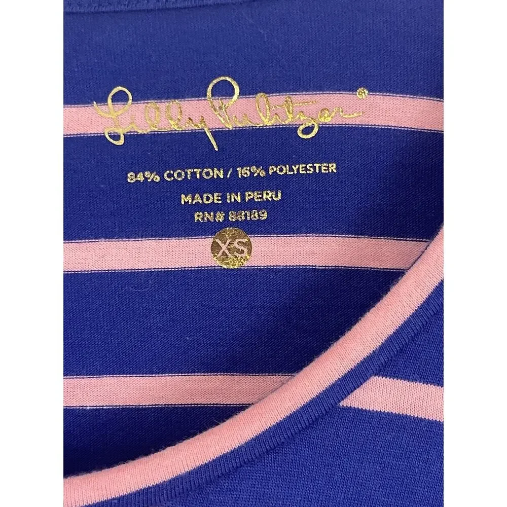 LILLY PULITZER T-Shirt DRESS COASTAL SHELL STRIPE $98‎ XS Preppy Beachy